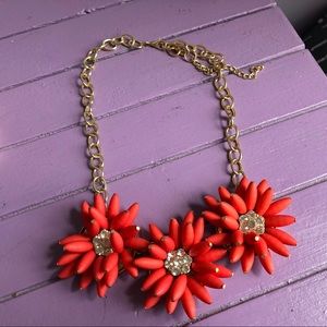 Coral and gold flower statement necklace!
